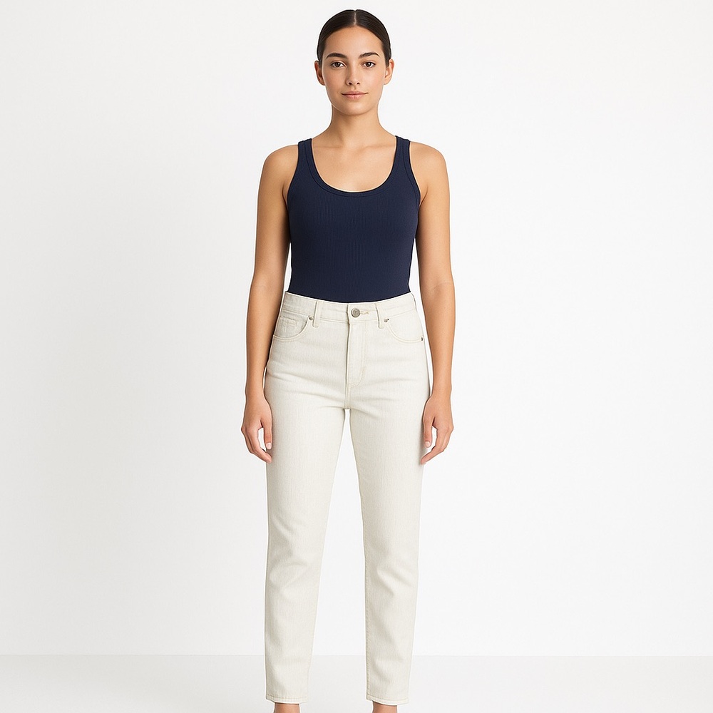 Michael Kors White Straight-Leg Mid-Rise Jeans Size 14
